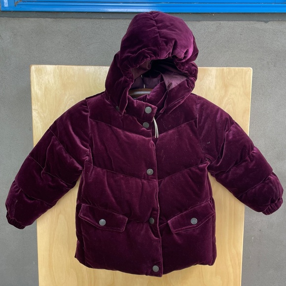 Amazing plum color velvet down coat - Picture 1 of 7